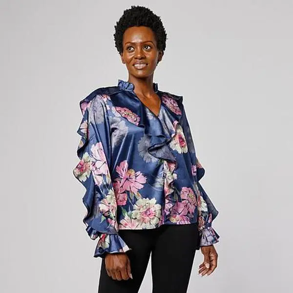 C. Wonder C Wonder Chiffon Drama Ruffle Blouse