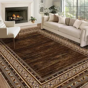 Garvee washable rug, large, for living room, bedroom, soft, non-slip, low pile, bordered, modern floor covering for dining room, office, foldable, thin mat
