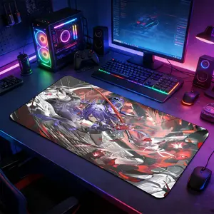 Anime Samurai Large Extended Gaming Mouse Pad, Non-Slip Rubber Base Stitched Lock Edge Desk Mat, Epic Battle Artistic Design Desk Pad, Durable Computer Accessory for Home Office & Gaming Setup, Ideal Gift for Gamer & Anime Fans, Anime Mousepad