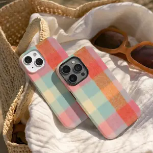 Colorful Plaid Phone Case, Retro Checkered Cover, Vibrant Aesthetic Protective Design Case
