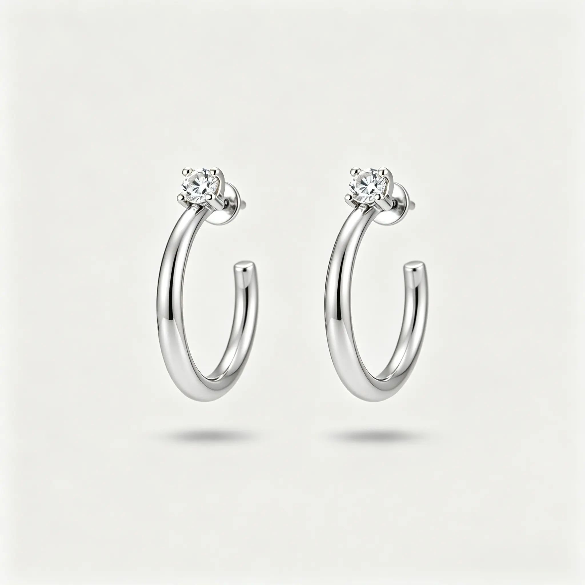 Women's 14K Gold Plated & Silver Tone Open C Hoop Earrings - Hypoallergenic, Nickel-Free Cubic Zirconia Small Dainty Lightweight Jewelry for Sensitive Ears, Daily Wear & Party Gift