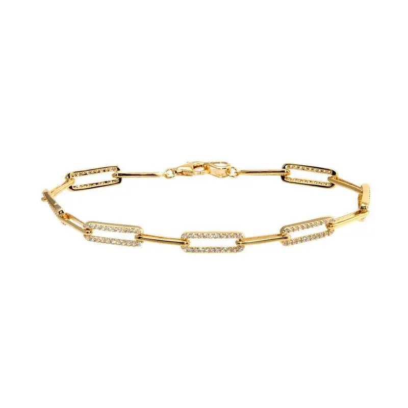 Diamond Cut Paperclip Bracelet – 14k Gold & Rose Gold Plated Options