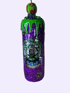 Glittered Poison Apple Tumbler with drip and Lid topper Bottle Drinkware