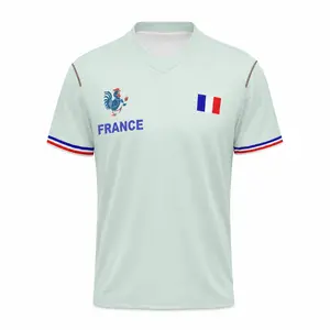 2026 France Fan Jersey, V-Neck Mesh Fabric, Instant Sweat Wicking & Breathable Stretch Football Top For Match Day