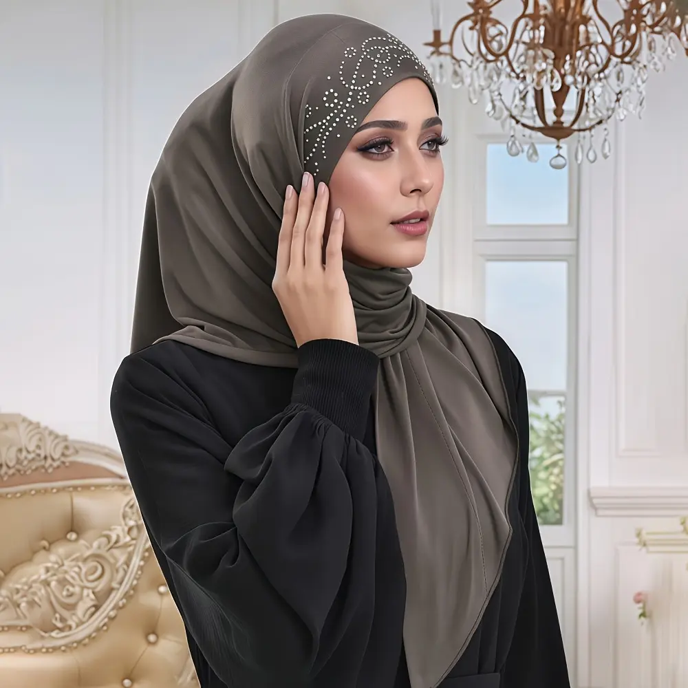 One pack Khaki Middle Eastern style hijab Simple everyday style Khaki Middle Eastern style hijab is suitable for Ramadan wear and daily wear such as dark khaki 26.77*26.77inch