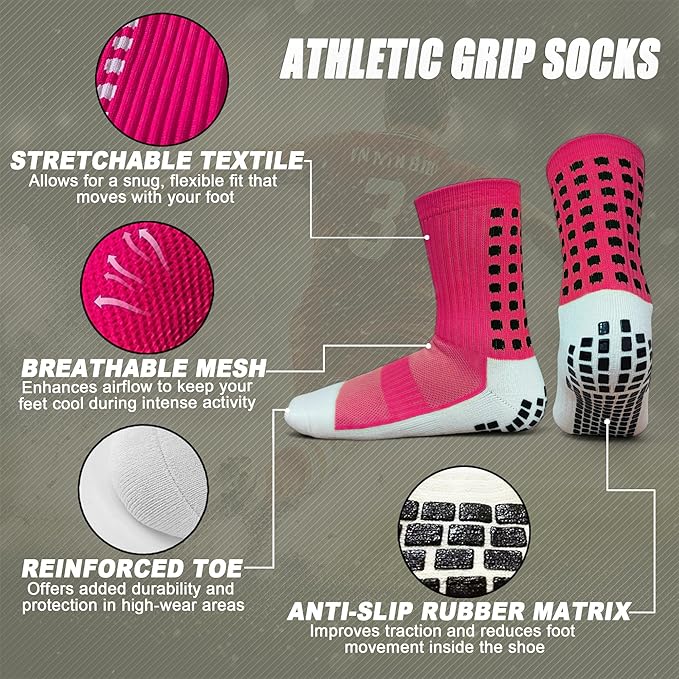 STANDWAY 2 Pairs Football Socks for Women & Men - Non-slip, durable, and breathable, specially designed for soccer, but also suitable for basketball and other sports.