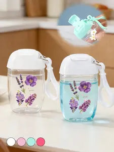 30ML Transparent Travel Bottle with Floral Pattern, Manual Hand Sanitizer Dispenser, Portable Hook, Liquid Cream Container, Lotion Bottle, Ideal for Travel
