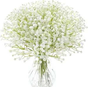 30 Pcs Babys Breath Artificial Flowers, White Long Stem Baby Breath Flowers Artificial Bulk, Real Touch Fake Babys Breath Gypsophila for Wedding Bridal Bouquet Party Arrangements Home Decor
