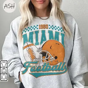 Vintage 90s Retro Style Miami Football SweatShirt, Miami Football Women Shirt, Game Day Shirt, Miami Football Gift Shirt, #DDolphinnn merch, Game day Gifts