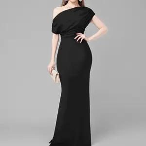 Women's Elegant Sleeveless OffShoulder Bodycon Long Formal PartyEvening Dress Fabric Polyester Formal Evening Sleeveless Dress