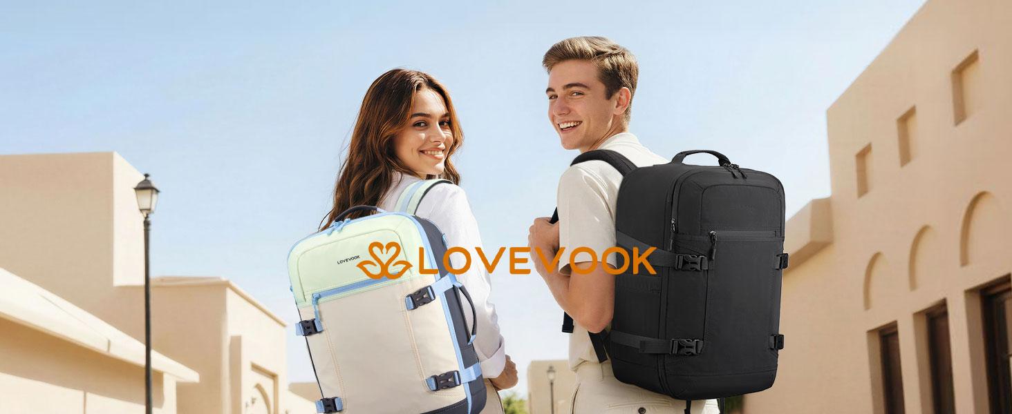 LOVEVOOK 50L Travel Backpack for Women & Men, Airline Approved Carry On Backpack with 3 Packing Cubes, TSA Personal Item Bag, Waterproof Weekender Overnight Backpack Fits 17" Laptop