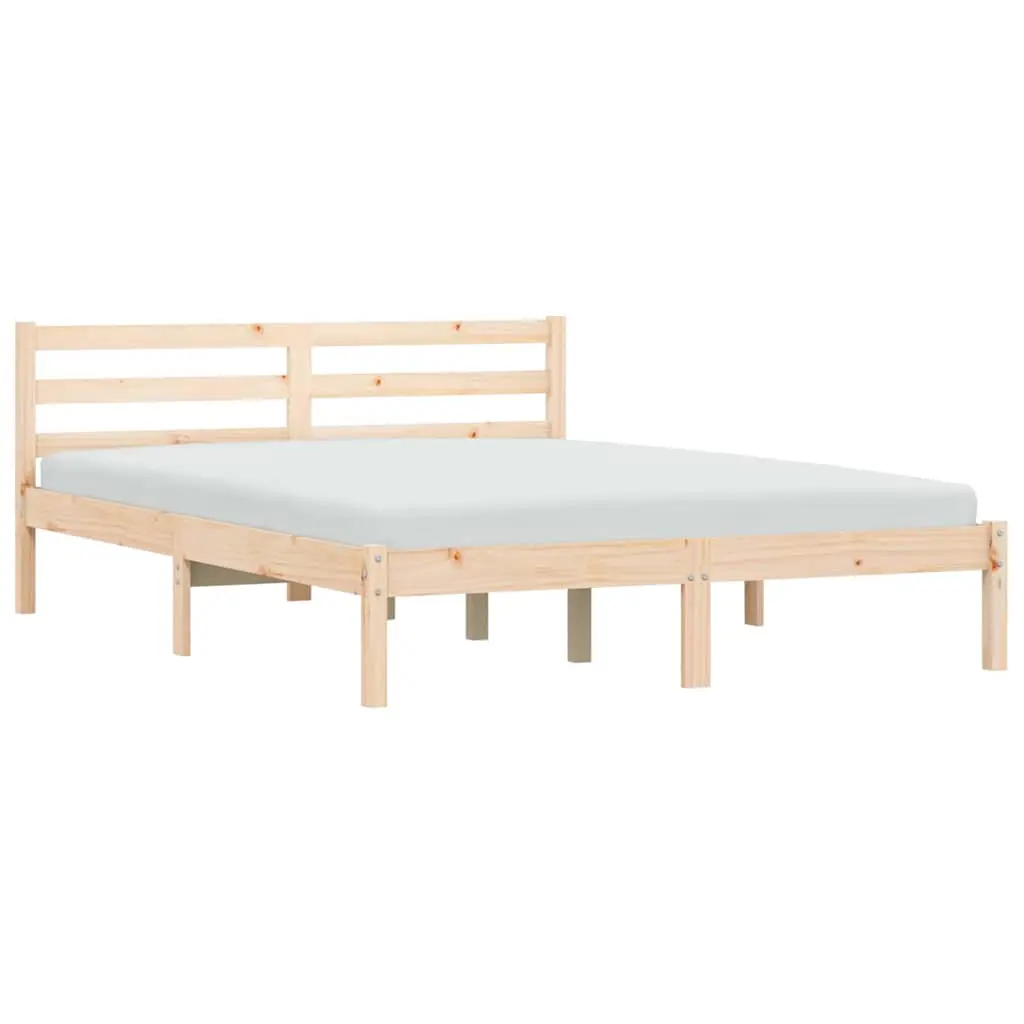 vidaXL Bed Frame Natural 76.97 x 56.10 x 27.36 in Solid Pine Wood, Chic Bedroom Set, Trendy Bed Frame, Sturdy Wood, Sleek Minimalist Style, Tough Furniture for City Life 900319