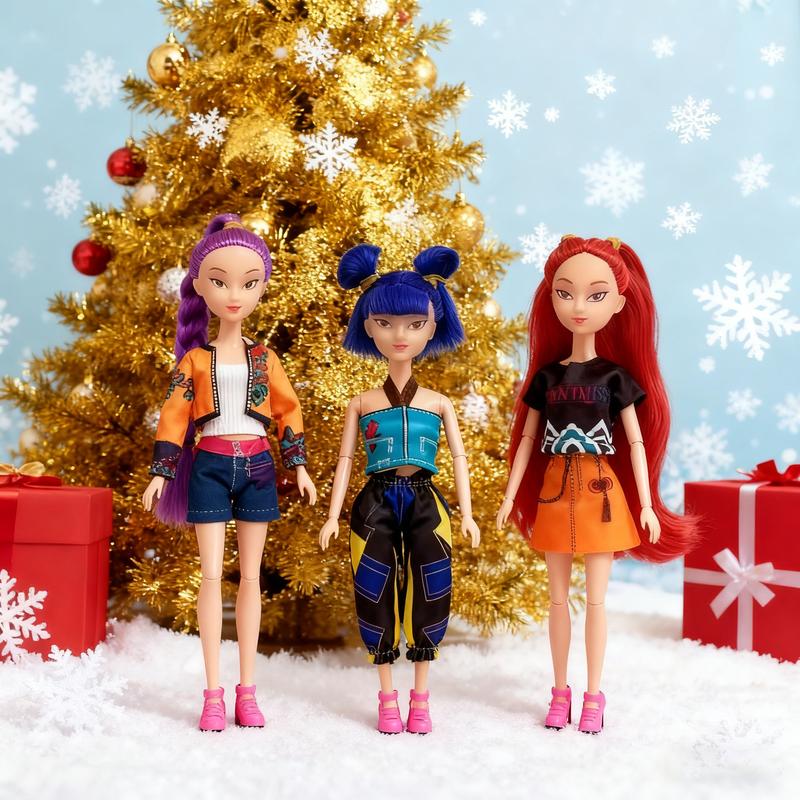 Anime Action Figure Doll Set| Rumi Mira Zoey 3-Pack| 11.5-12 Inch Joint Movable| Collectible for Fans Kids| Christmas & Halloween Gift| Desk Display