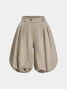 Balloon Half Bloomer Pants High Waist Double Breasted Medieval Pants