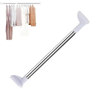 Adjustable Drill-Free Telescopic Tension Rod, Heavy Duty Stainless Steel Hanging Rod for Clothes & Curtains, No-Damage Installation for Bathroom, Closet, Window & Room Divider, Shower Rods