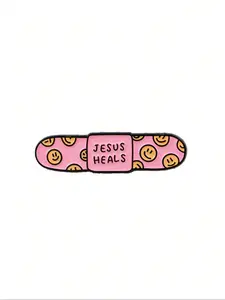 1 pcs Cute Band Jesus Heals Powered Enamel Pin Custom Decorative Brooches Ornaments Lapel Bag Badges Jewelry Gifts Pin Durable Metal Pins