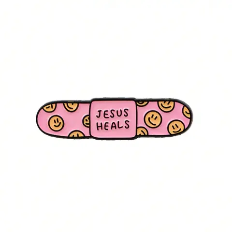 1 pcs Cute Band Jesus Heals Powered Enamel Pin Letter Brooch Pin Clip Custom Decorative Brooches Ornaments Lapel Bag Badges Jewelry Gifts Pin Durable Metal Pins
