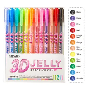 6/12-Pack 3D Macaron Color Jelly Pens, Multipack Options, DIY Creative Hand-Drawn Colored Pencils, Perfect for Coloring, Drawing, Marking, School Supplies, Art Paint Marker, Art Marker Set