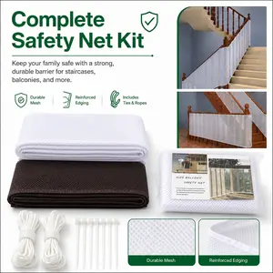 Balcony Safety Net for Pets and Kids, Cut-to-Fit Stair Banister Guard, Soft Durable Mesh Railing Protector with Reinforced Edging, Easy Install for Stairs, Lofts and Railings