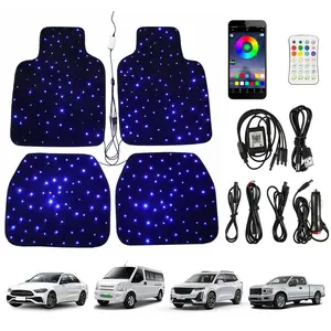 Starlight LED Fiber Optic Car Floor Mats, Music Sync APP & Remote Controlled RGB Glow-Edge 4PC Universal Set with Exclusive Glow-Edge Technology and 16 Million Color Options, Waterproof & Washable, Automotive Decoration Atmosphere Light tiktokshopspringgl