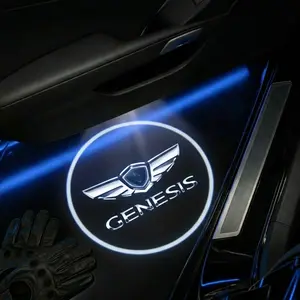 2 Pcs Genesis Carbon Fiber Welcome Lamp Set, Car Door Projection Light, Laser Light, Decorative Floor Lamp (batteries Not Included), Car Light Embellishments