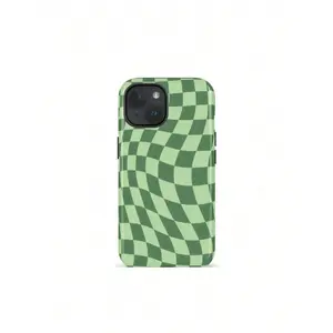 [Green Phone Case]  Green Checkered Phone Case |           For 16 Pro Max, 15 Pro Max, 13, 13 Mini, 12, 11, XS Max, 7, SE 2 With ,Suitable For IPhone 17 Air