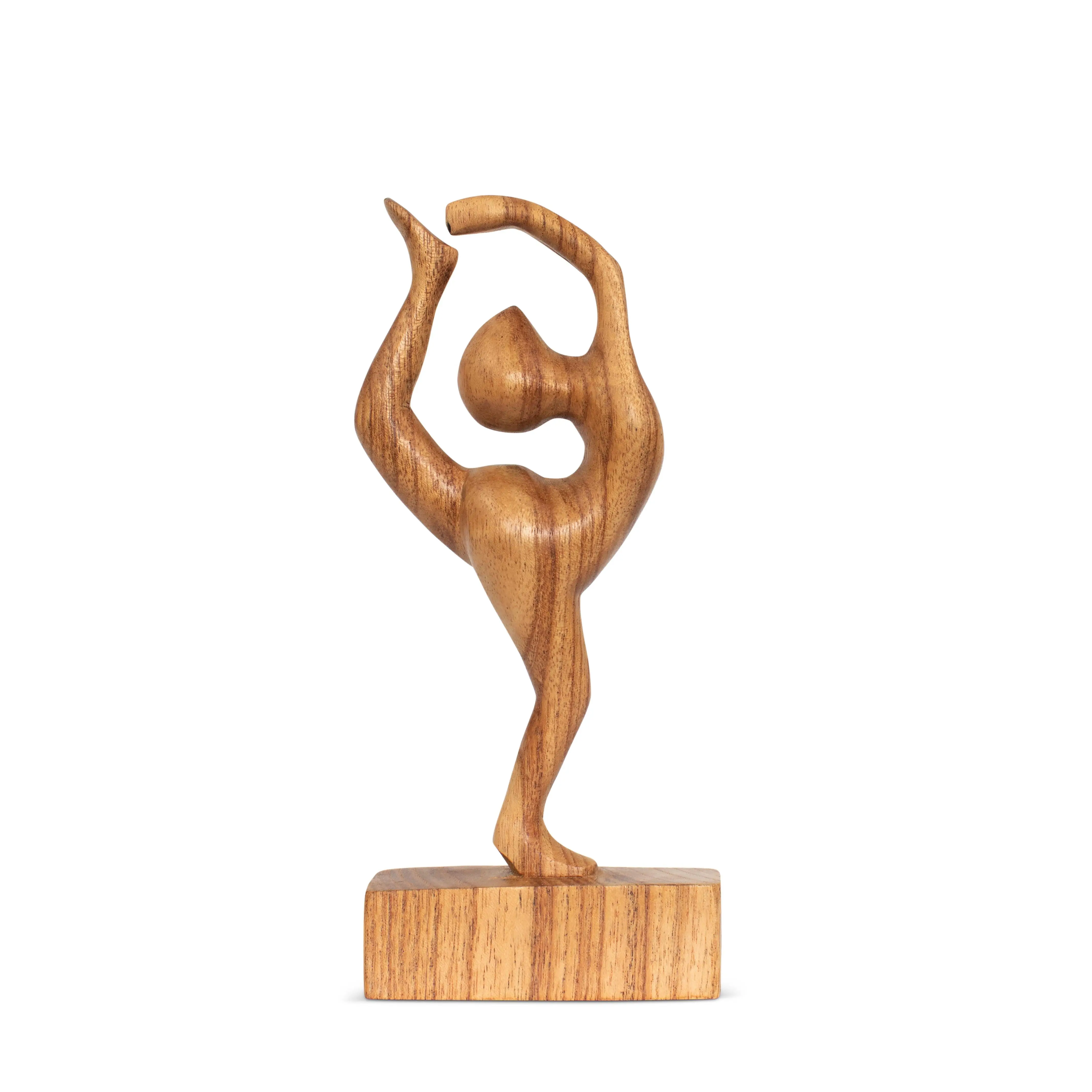10" Wooden Handmade Yoga Figurines, Yoga Pose Statue, Yoga Room Studio Decor, Mindful Home Decor Yogi Gift, Decorative Shelf Decor Objects - Dancer Pose