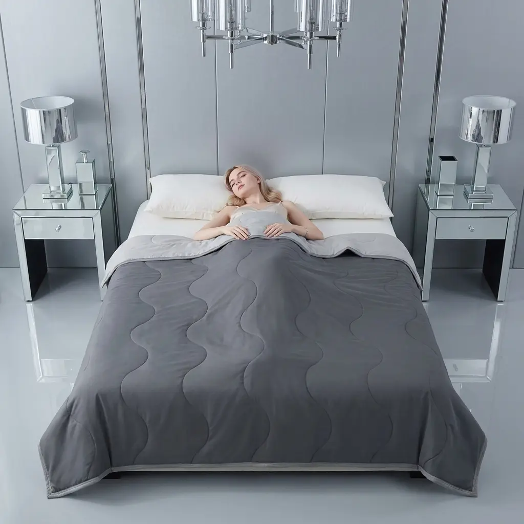 Large Cooling Wave Blanket, Ultrasonic Embossed Summer Quilt, Full Size Double-Sided Soft Lightweight Bedding, Breathable Sweat Absorbing, Solid Color, Machine Washable for Hot Sleepers