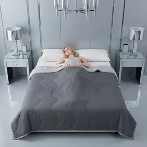 Large Cooling Wave Blanket, Ultrasonic Embossed Summer Quilt, Full Size Double-Sided Soft Lightweight Bedding, Breathable Sweat Absorbing, Solid Color, Machine Washable for Hot Sleepers