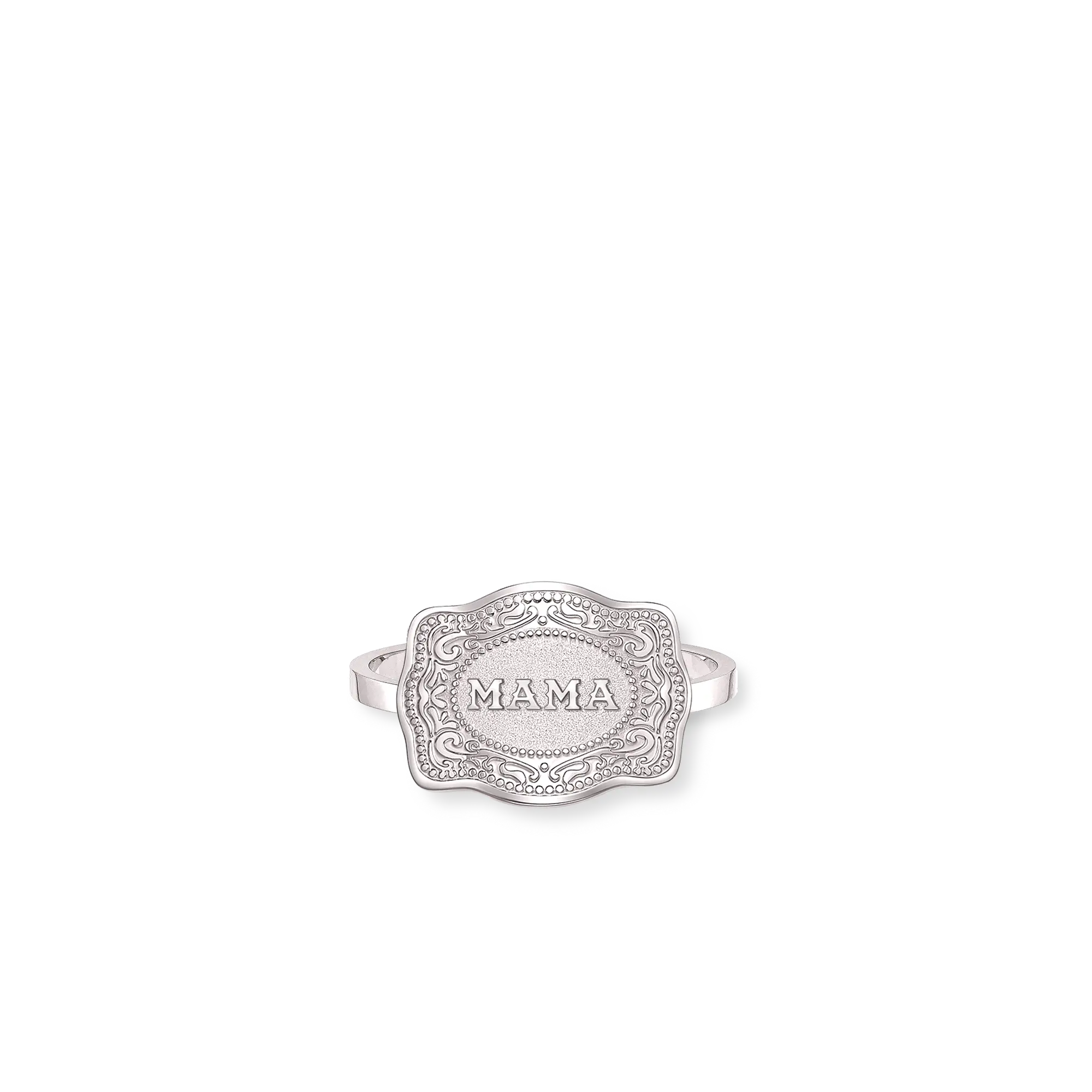 Mama Mini Belt Buckle Ring - Silver