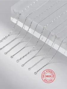 925 Sterling Silver Simple Chain Necklace, Fashion Jewelry for Party, Daily Clothing Decor, Trendy All-match & Exquisite Jewelry for Birthday Gift