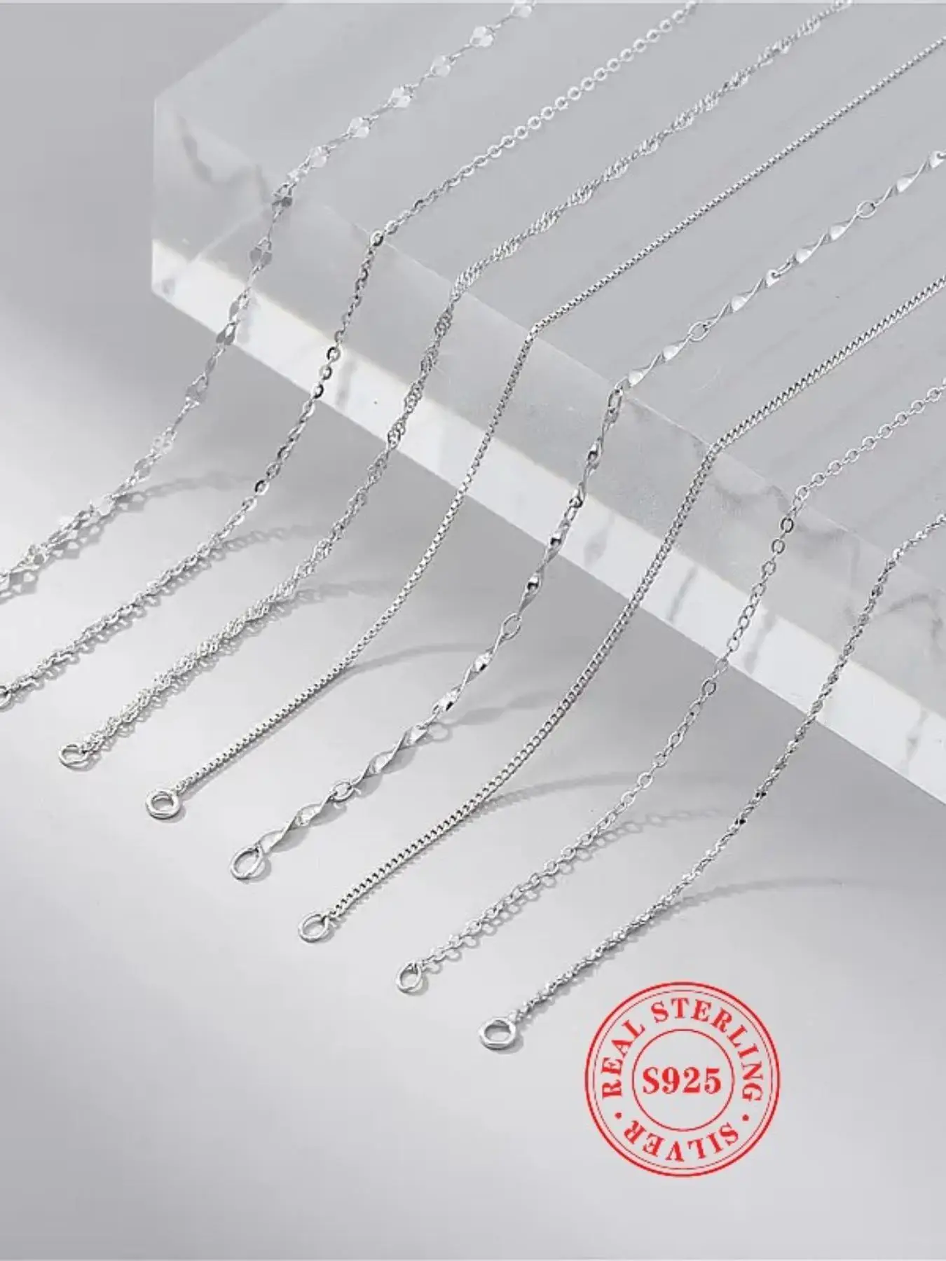 S925 Sterling Silver Minimalist Chain Necklace, Fashionable Chain Necklace for Women & Girls, Trendy All-match & Exquisite Jewelry for Birthday Gift