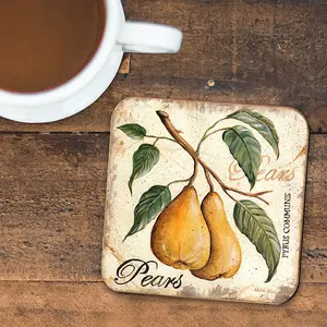 Nature Wonders 8198631C-S4 4 x 4 in. Pears Wooden Cork Coasters Gift - Set of 4