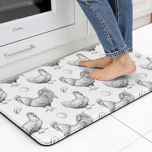 Farmhouse Kitchen Mat Rooster Rugs for Kitchen Floor Anti  Mat for Standing Desk Office Kitchen Floor Mats Non Slip  17.3 x 29 x 0. inch