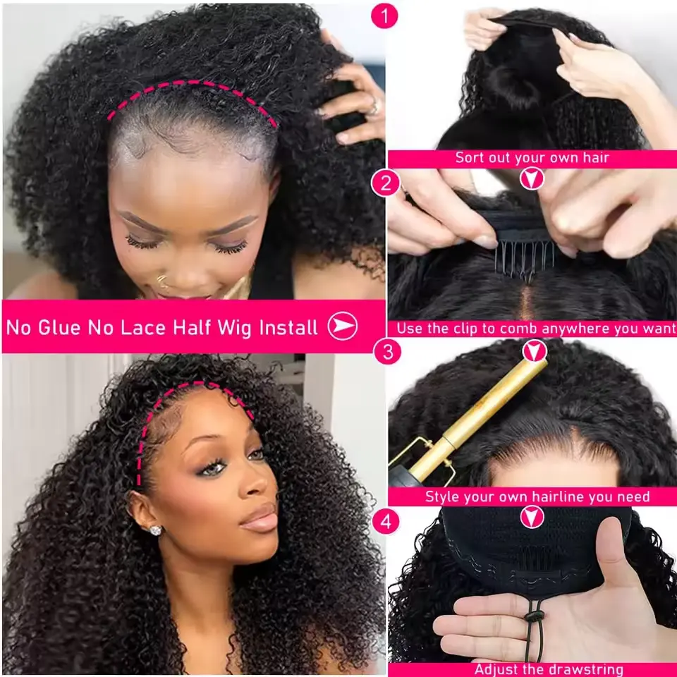 kinky curly half wig