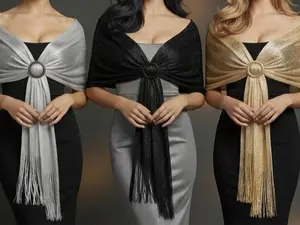 3-Piece Set Shawls and Wraps for Evening Dress, Sparkle Shawls for Women with Buckle - Elegant Wedding Party Formal Shoulder Wrap Summervibes