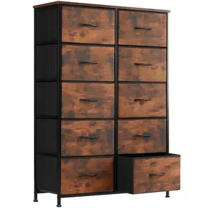 Cupboards Cabinets Dresser - Fabric Storage Tower with 10 Drawers, Bedroom Organizer, Chest of Drawers with Fabric Bins