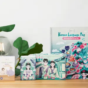 (TRINITY SET - SUPERB) COREALL Korean Language Map Book & 2 Flashcards Gift Box Set - Learn Korean with Absolute Beginner Video Lessons No.1-3, 100-Minute Master Orientation Video Lesson, Digital Flashcards & Study Guides