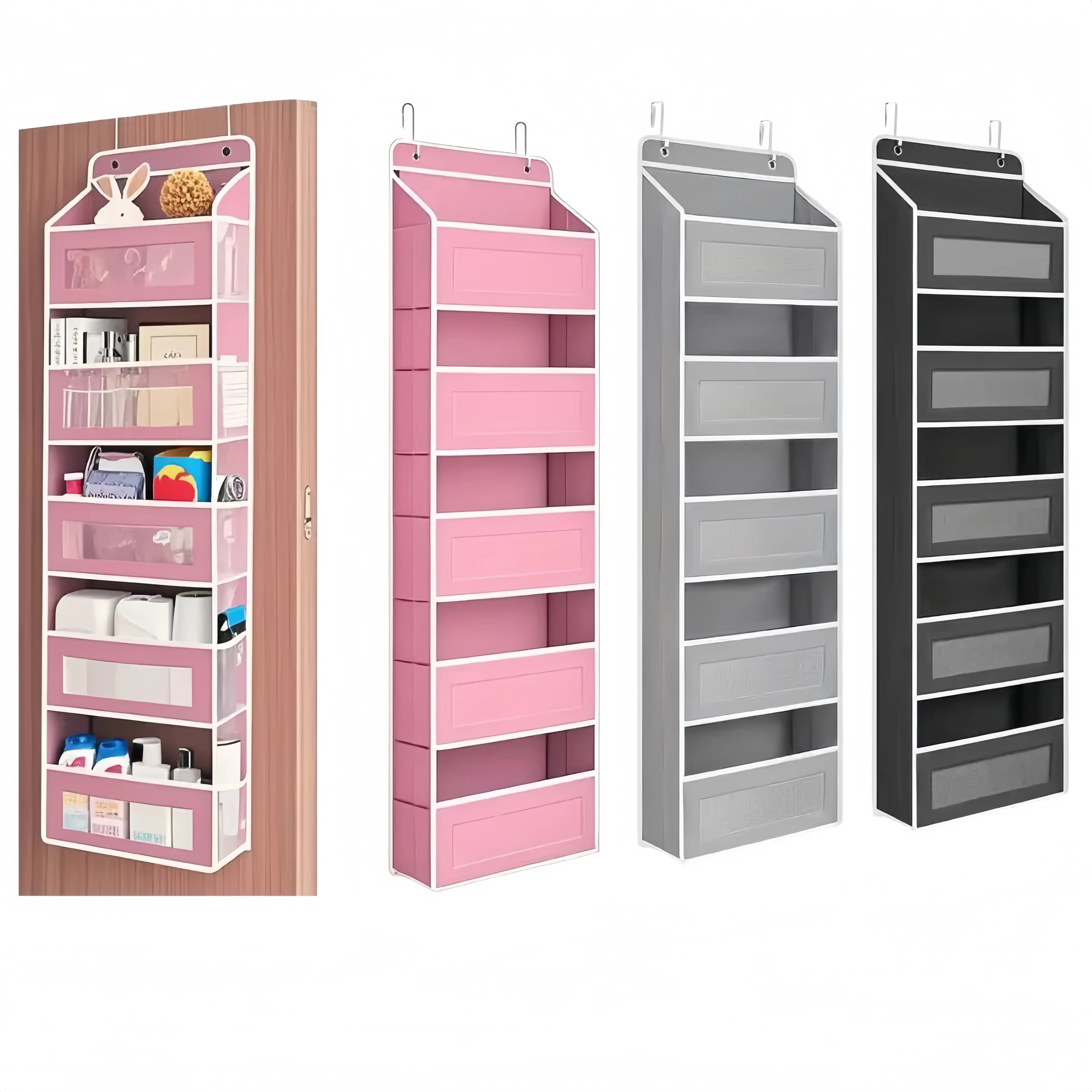 2026 Latest Sturdy Over-The-Door Organizer, 5-Tier Slots with 10 Large Dustproof Pockets, Anti-Tilt, 44 lbs Large Cap, Hangable Space Saver Room Storage, No-Installation Home Supply for Bedroom, Easter Gift