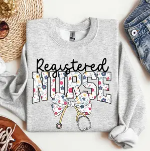 Registered Nurse Shirt, Registered Nurse Sweatshirt, Preppy Nurse Life Sweatshirt, Fall School Nursing Tee, Gifts For Nurses, Fall And Winter Fashion