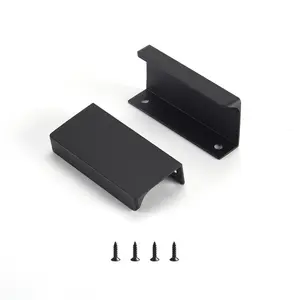 Brushed Nickel Pack of 6 and 10 Edge Finger Pulls for Cabinets Kitchen Invisible Hardware Concealed Aluminum Hidden Pull Drawer Handles Easy to Install 11.81“, 6.3”, 6“, 4.72”, 3.15“ Overall Length