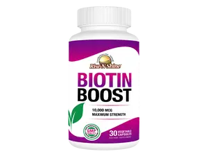 BIOTIN BOOST SUPPLEMENT - Vegan, Non-GMO Formula with 10,000 mcg of Biotin to Help Support Healthy Hair, Nails, and Skin by Rise-N-Shine - 30 Day Supply