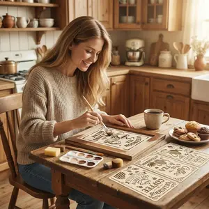 6pcs Painting Graffiti Template Set, DIY Craft Templates for Wall Art, Home Decor, Scrapbook, Signs, Cafe Spray Paint Templates