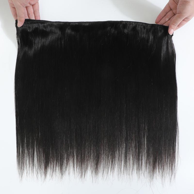 CindiRiver 100% Raw Virgin Human Hair Bundles Straight Brazilian Unprocessed Straight Hair Weave Quick Weave Extensions  Natural Black for Woman  Sew in/ Glue in 100g/piece
