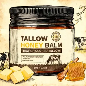 Beef Tallow&Honey Balm, Organic Grass-Fed, Handmade All-Natural, Moisturizer for Soft, Smooth, Skin Care Nourishing Comfort
