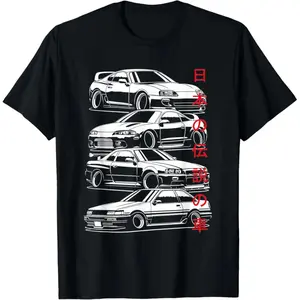Cotton Graphic Tees Streetwear Vintage Skyline Automotive JDM Legend Tuning Car T-Shirt