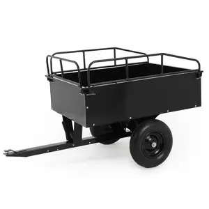 Heavy Duty 750LBS Lawn Mower Cart Utility Trailer, 15 Cu Ft Steel ATV Dump Trailer with Removable Sides, Universal Hitch for ATV UTV Tractor Riding Mower, All Terrain Tires for Yard Garden Farm Hauling