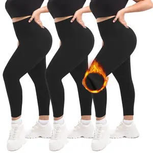 Plus Size Fleece Lined 1/3Pack Leggings Women High Waisted Leggings Tummy Control Fleece Leggings Workout Pants Women Fleece Lined Leggings