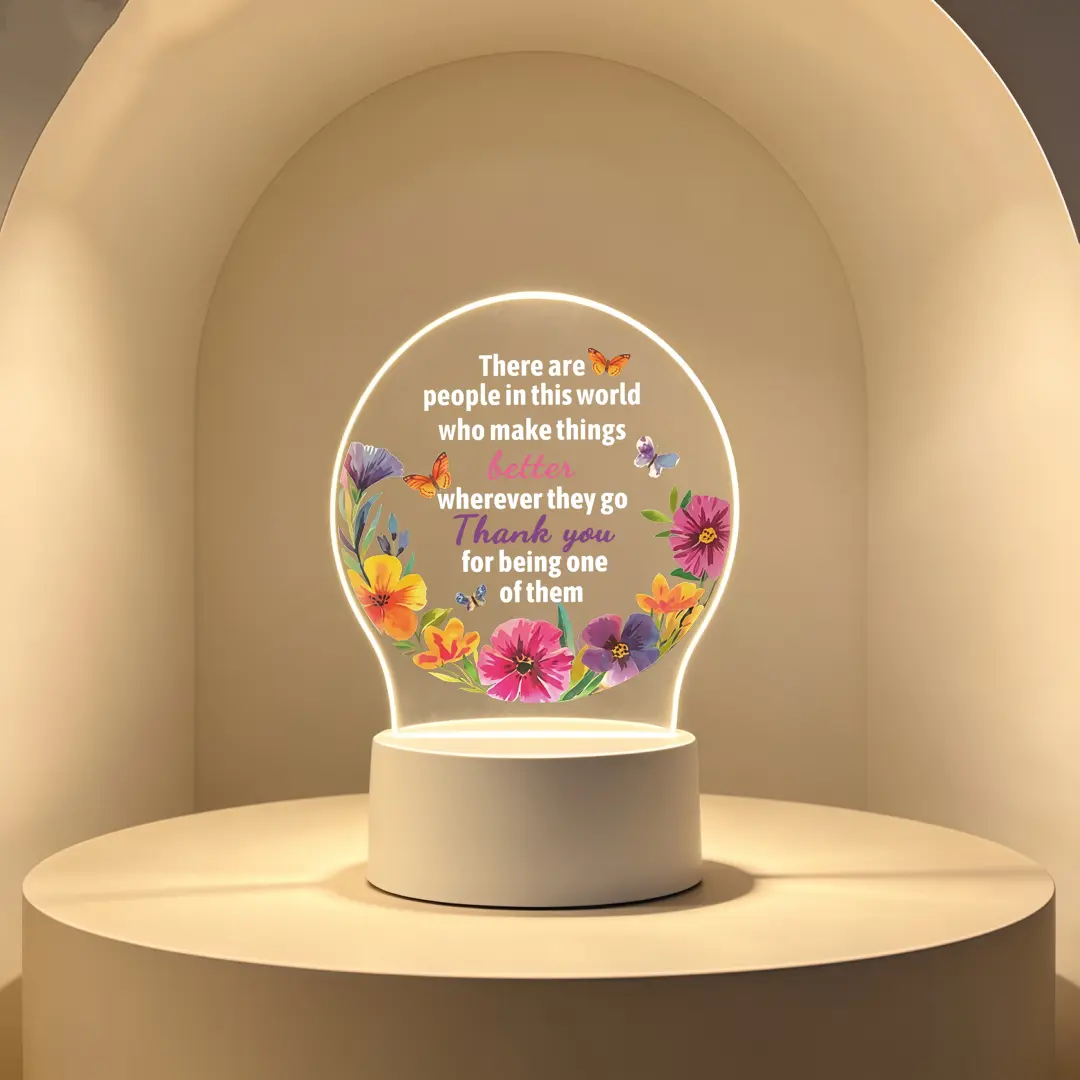 Gratitude LED Night Light – Floral Butterfly Design, Perfect Gift for Teachers, Moms & Friends on Teacher Appreciation Week, Mother’s Day, Father’s Day & Birthdays