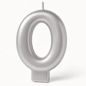 Silver Metallic Number 3 Molded Candle